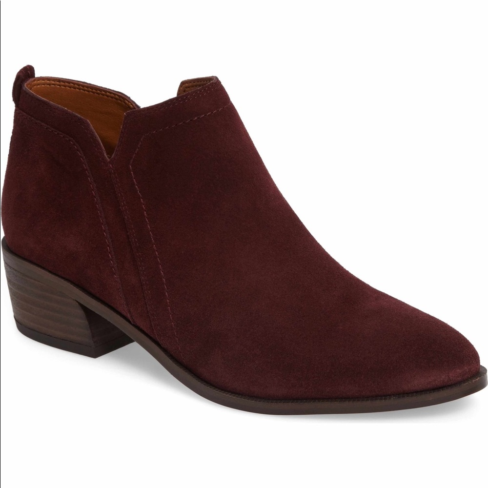 Franco Sarto Maroon Suede Booties